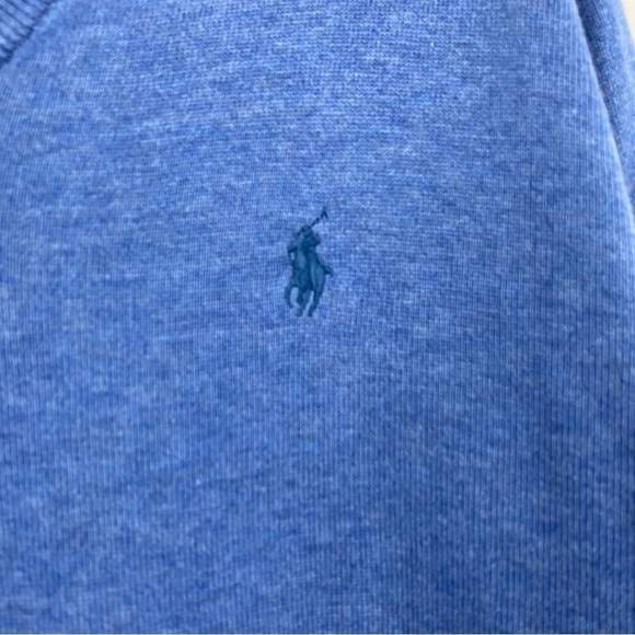 Polo Ralph Lauren Mens Large Solid Blue Sweater V Neck Long Sleeve Pima Cotton - Picture 4 of 7
